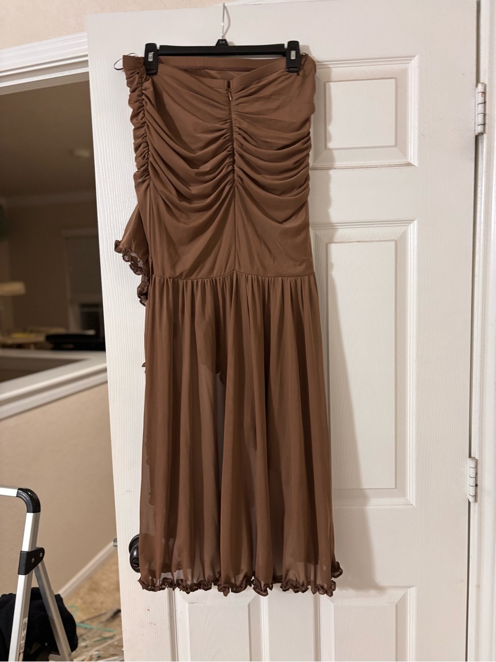 NWT💕🌷12th Tribe Brown High-Low Ruffled Skirt - Picture 4 of 6